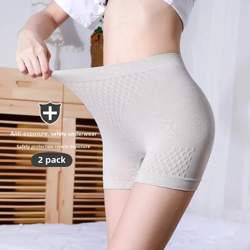 Women's Comfortable Mid-Waist Underpants Cotton Crotch Boxer Shorts Breathable Seamless Slimming Shapewear Briefs