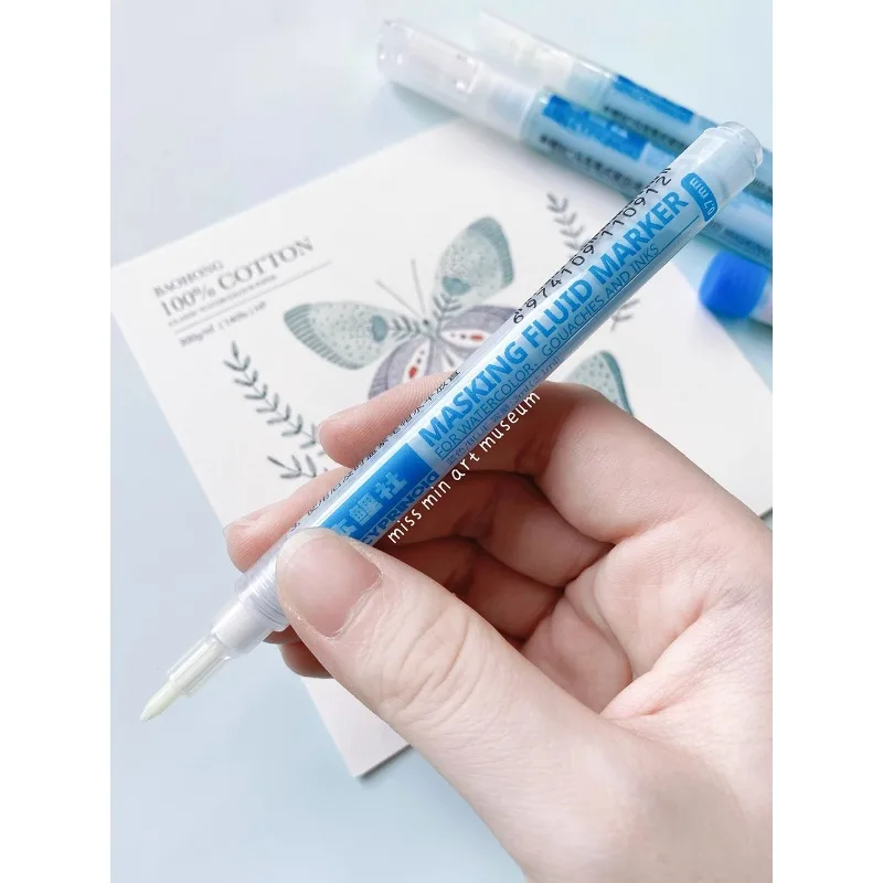 Blue Watercolor Art Masking Fluid 0.7mm/3.0mm Marker Pen for Opaque Areas of Paintingson Watercolour Paper Watercolor Painting 3