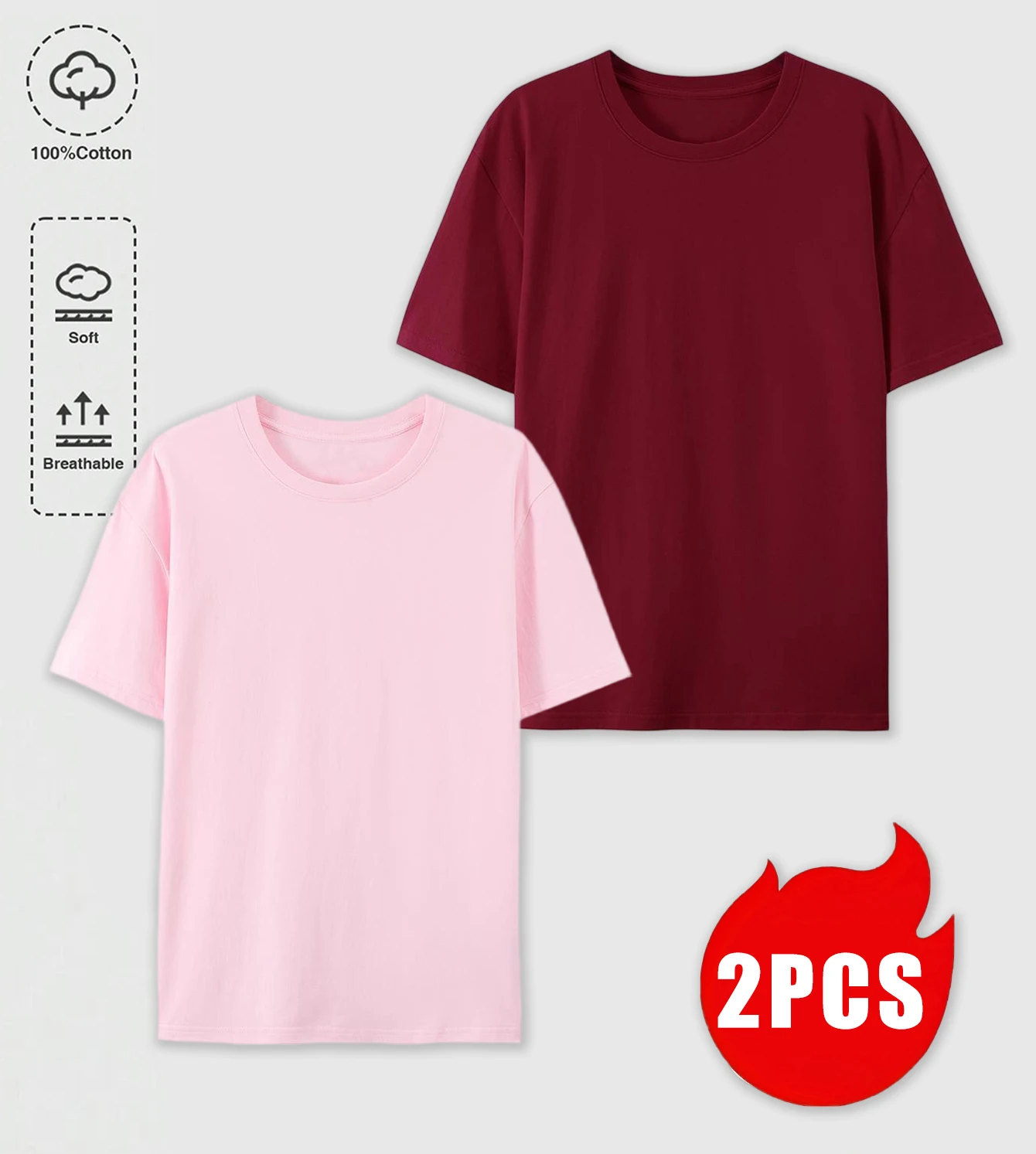 3-teiliges Set Baumwoll-T-Shirts für Herren Retro Mehrfarbig Übergroß Kurzarm Mode Paar-Kleidung Unisex Weiche Basis-Bekleidung – Detail 32