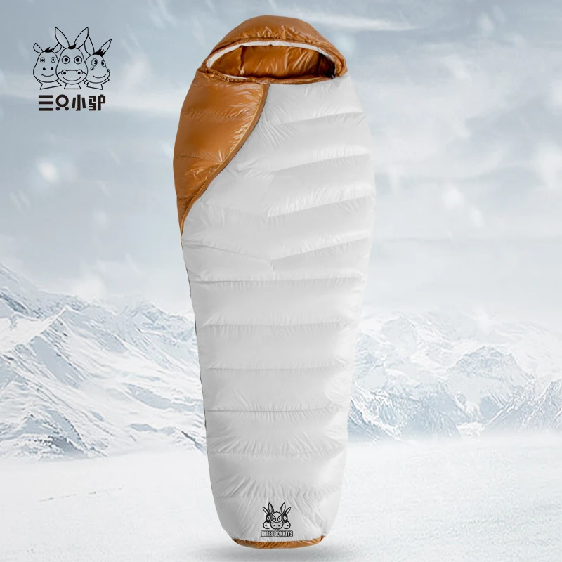 

Winter Outdoor Camping White Duck Down Mummy Down Sleeping Bag for Adults Thickened Cold Resistant Colored Camping Bedding