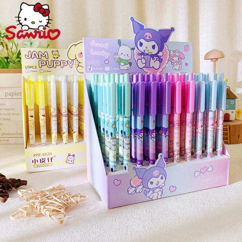 Sanrio 60pcs Mechanical Pencil Kawaii Pom Pom Purin Kulomi Cartoon Press Automatic Pencil Press 0.5mm Student Stationery Gift