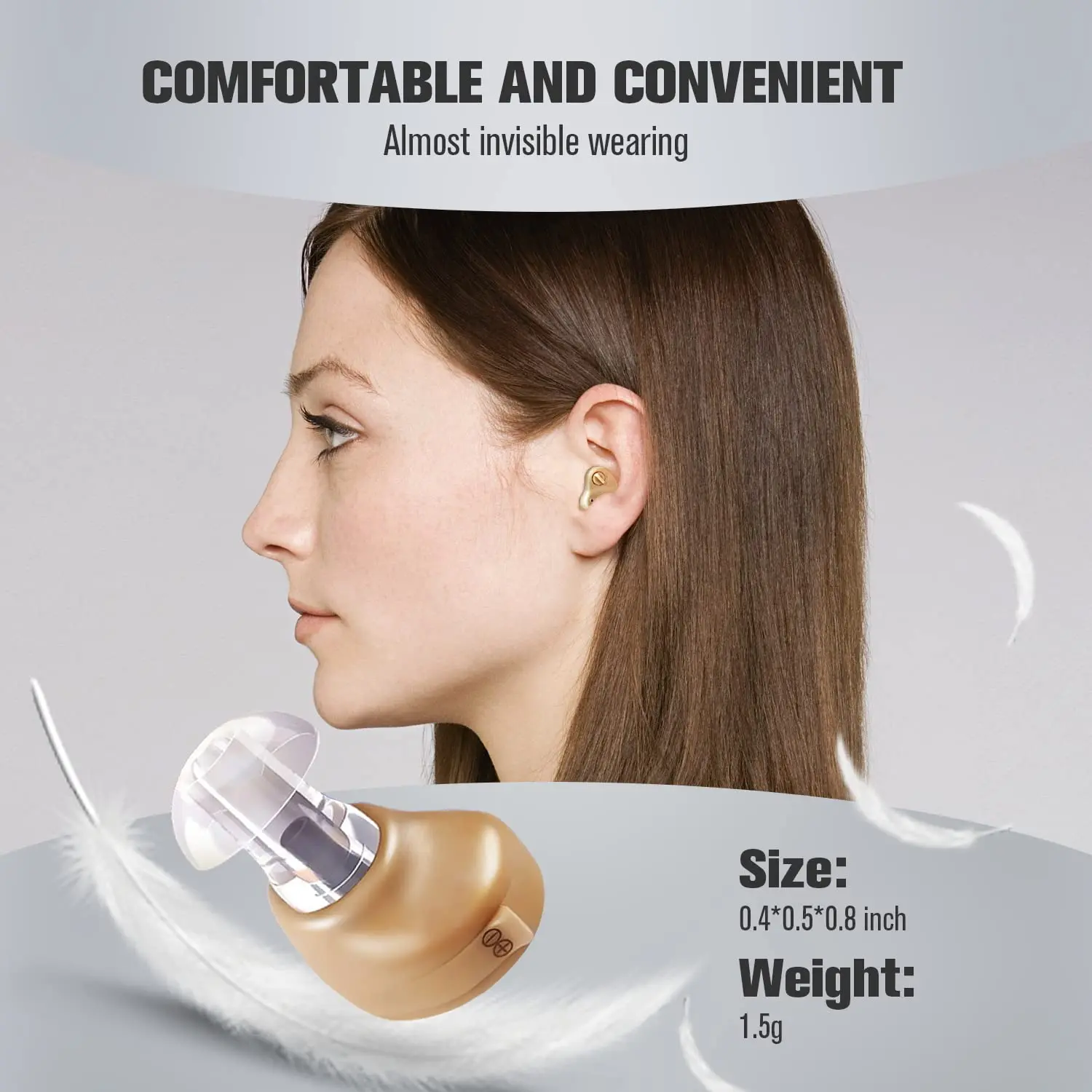 Hearing Aids, Hearing Aids for Seniors, Invisible Hearing Aids, Hearing Aid Amplifier With 3 Sizes of Ear Tips, Mini Hearing Aid 6