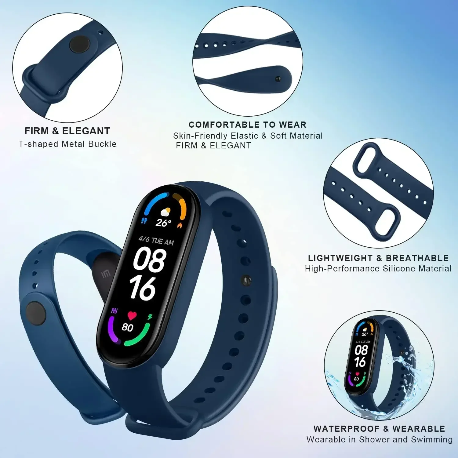 Silicone Sport Replacement Wristbands - Set of 2