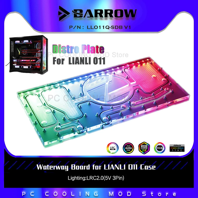 Barrow LRC RGB Acrylic Distro Distribution Plate Waterway Boards for  Computer Water Cooling Lian Li Case (for LianLi O11 Computer Case) 