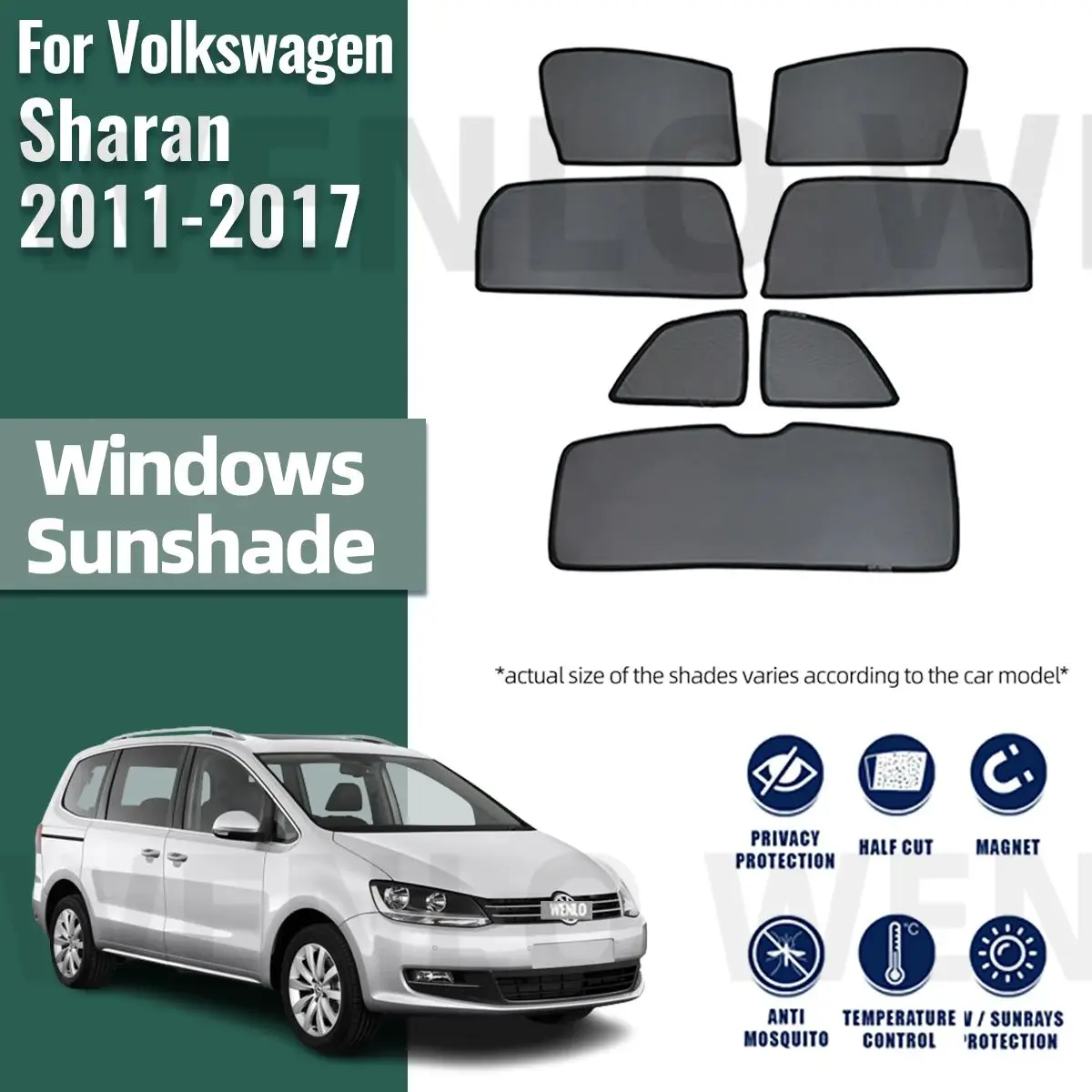 

For Volkswagen VW Sharan 2011-2023 Magnetic Car Sunshades Front Rear Windshield Blind Curtain Baby Side Window Sun Shade Visor