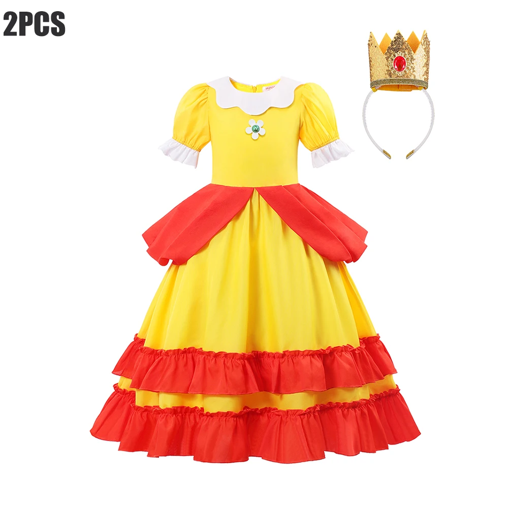 thumbnail image 1 of Disfraz de princesa de melocotón para niños, vestido de actuación de escenario de Margarita y galaxia, traje de fiesta de Halloween de cumpleaños elegante, vestidos de Cosplay, 1 of 5