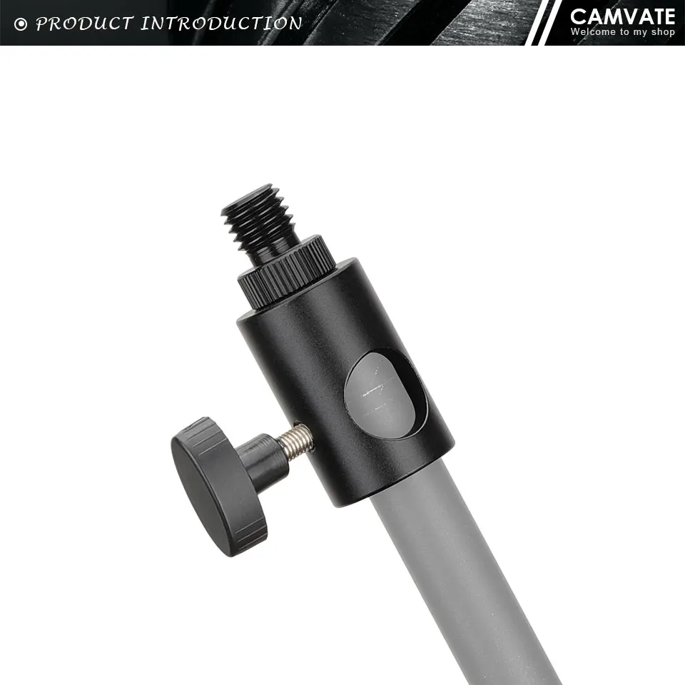 16mm Light Stand Head With M12 Male Thread Connector & 1/4"-20 Thread Screw For
