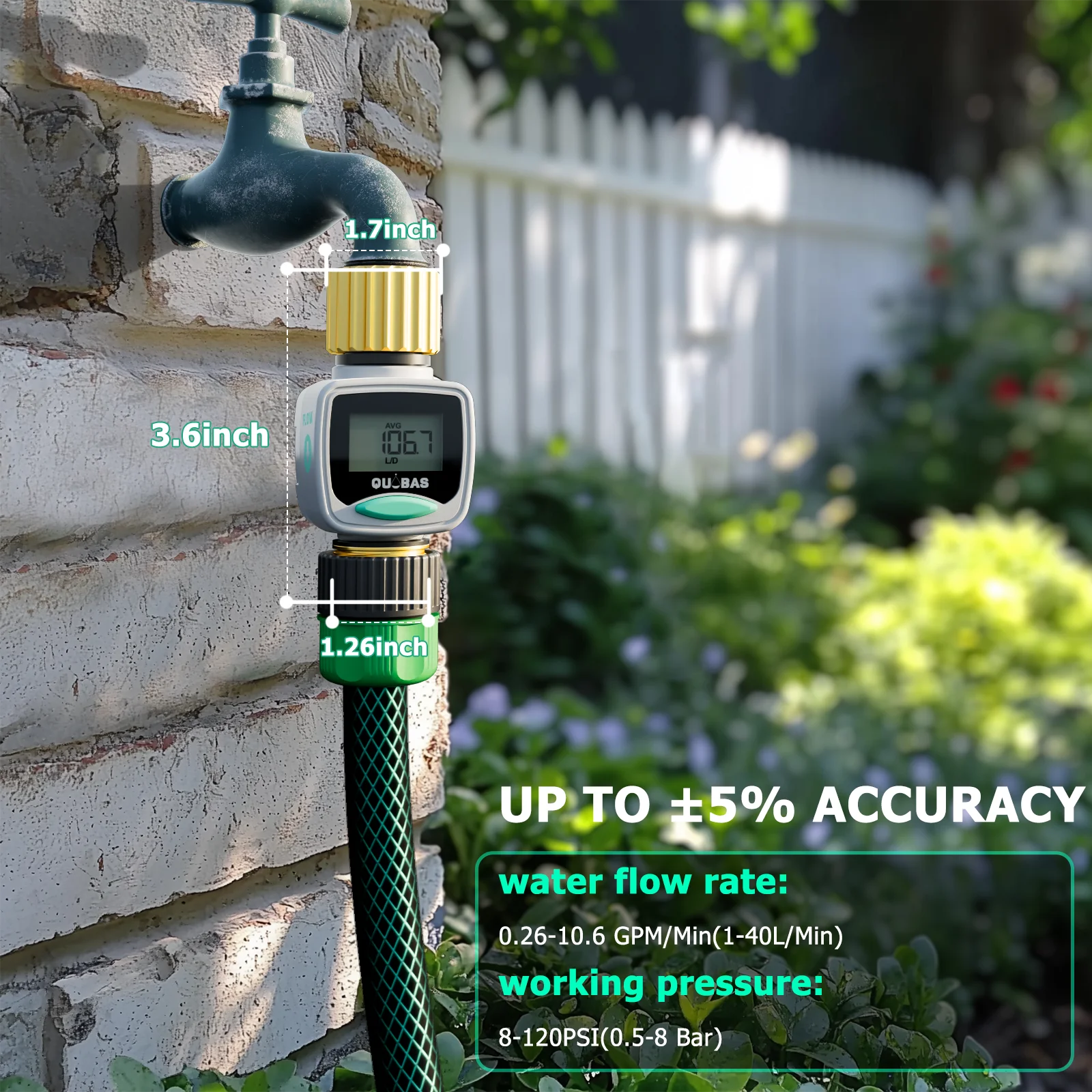 2 Pack Water Flow Meter Brass Inlet Outlet Measure Gallon/Liter Consumption Flow Rate RV Water Tank Filling