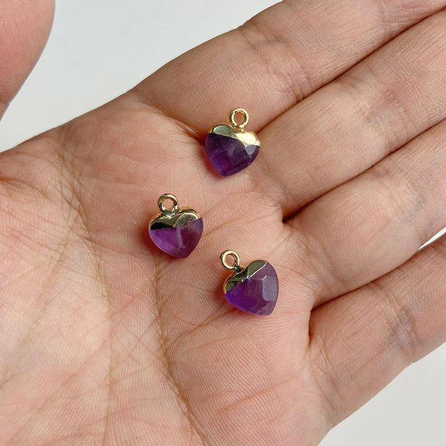 Purple Amethysts Quartz Crystal Pendant Charm Connector For Healing Pendulum Jewelry Making Diy Earring Necklace Gifts