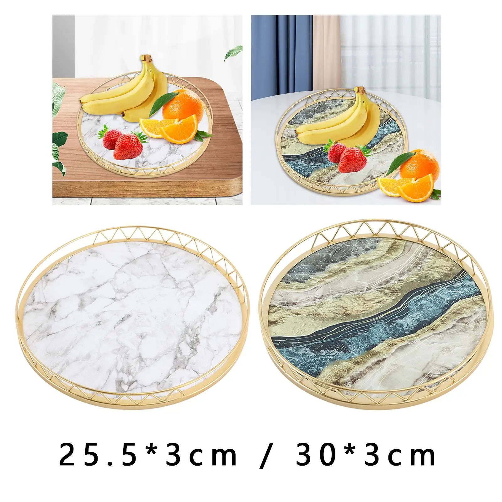Desk Organizer Tray Candle Platter Round Home Solution Vanity Decorative Tray for Parties Home Kitchen and Home Restaurant 6