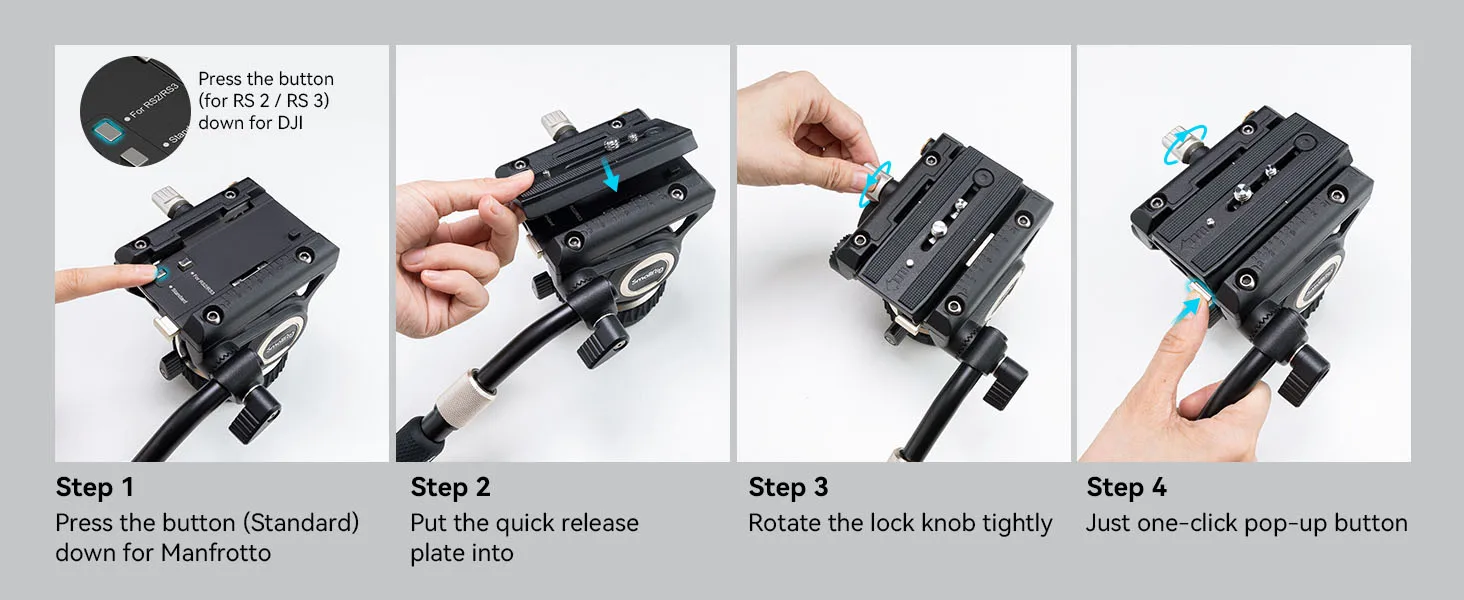 DH10 Heavy Duty Tripod Fluid Video Head with Flat Base Adjustable Handle for Ma