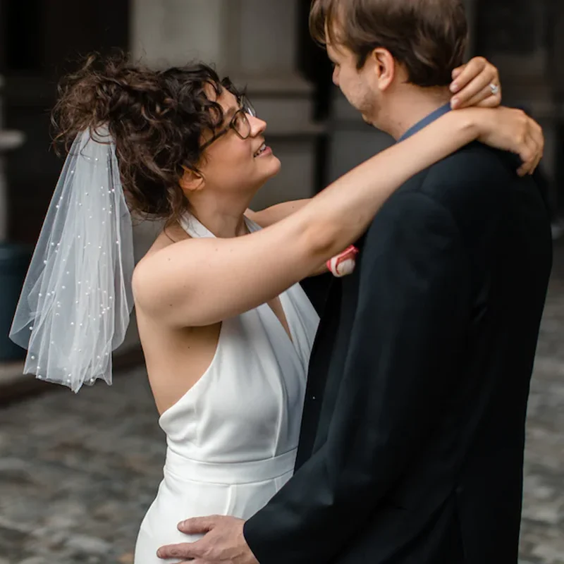 

Short Pearl Wedding Veil, Mini Veil, Party Veil, Shoulder Bridal Veil