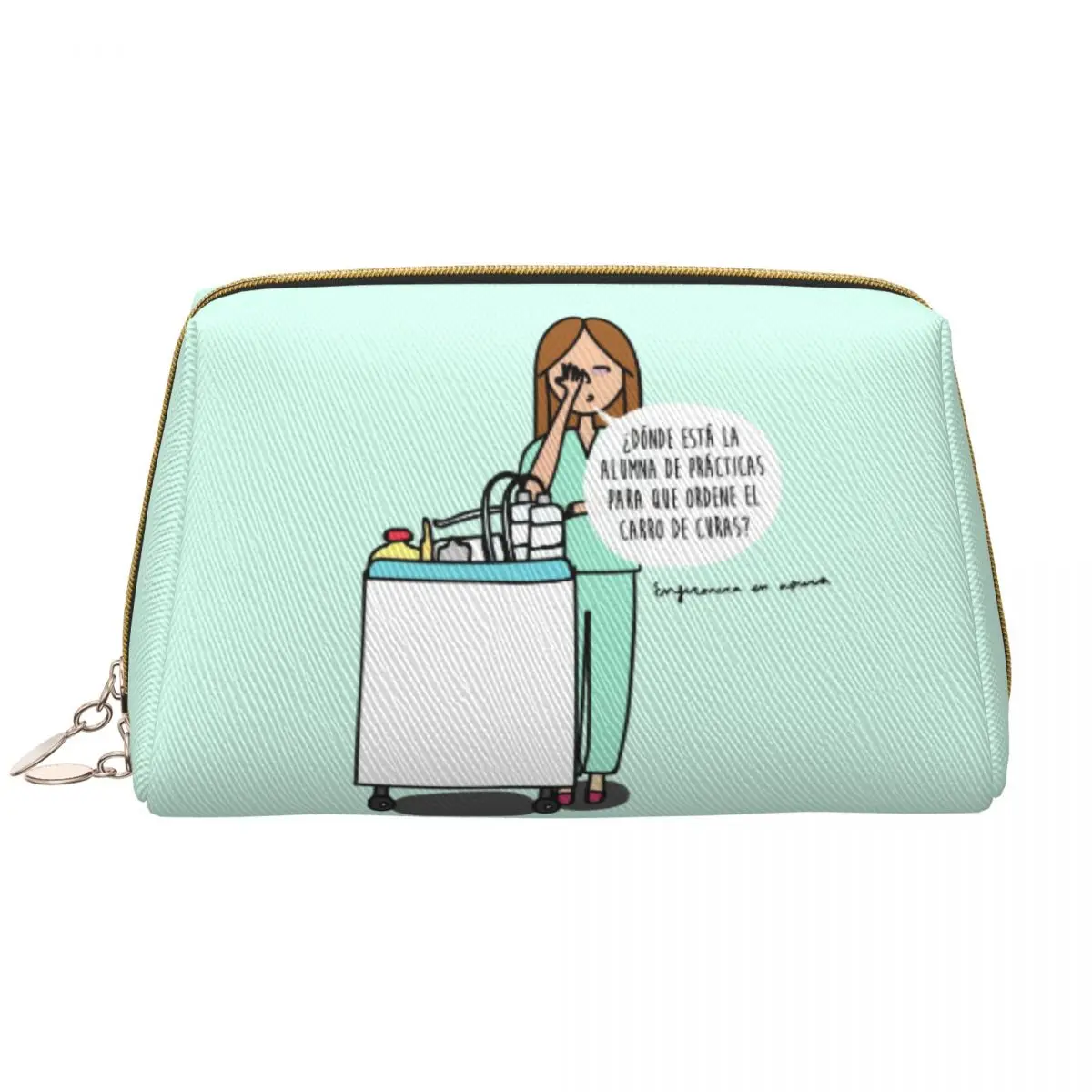 thumbnail image 1 of Bolsos de cosméticos de cuero de moda para mujer, bolsos de maquillaje para médicos y enfermeras, estuche de artículos de tocador con cremallera de gran capacidad, 1 of 5