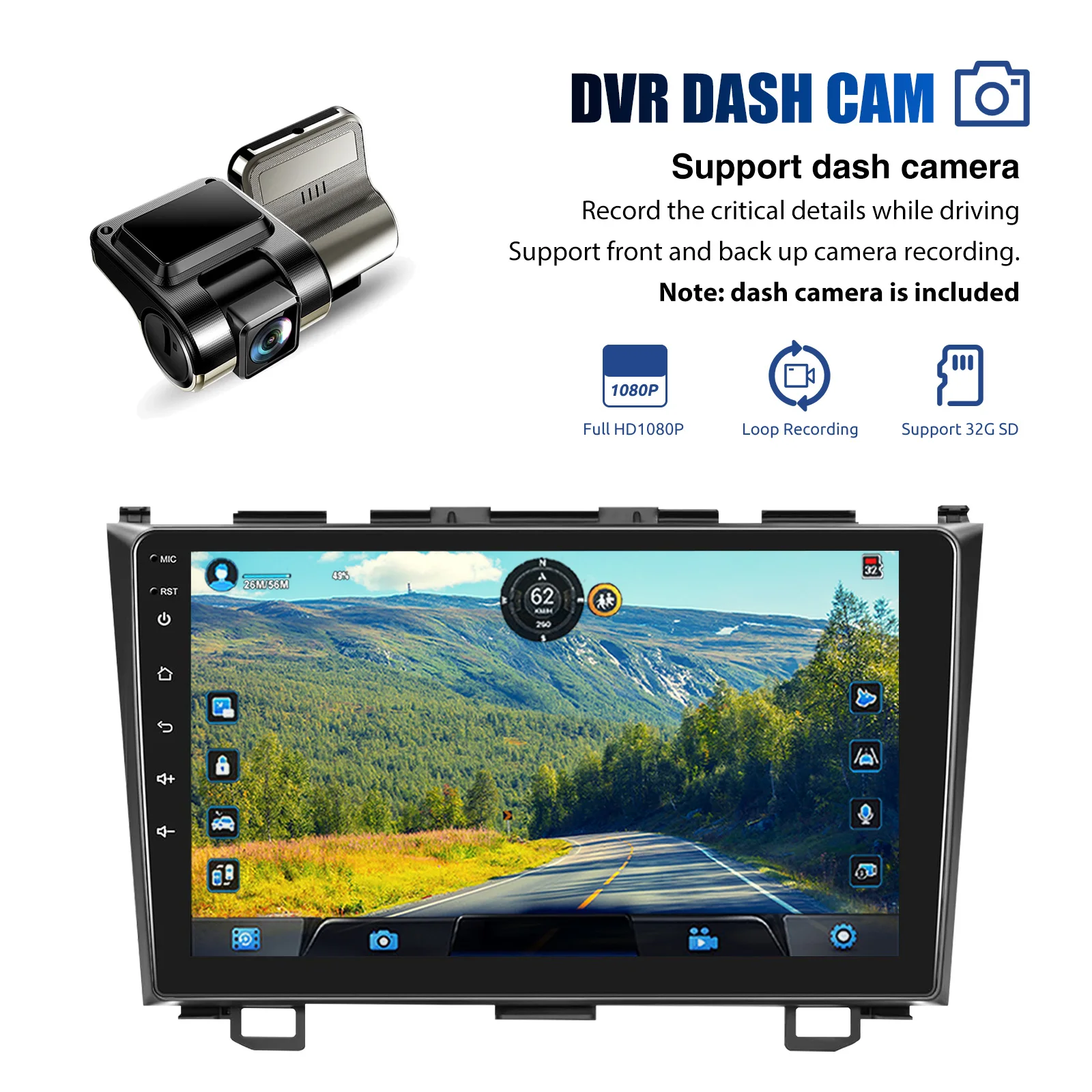 ESSGOO Android 15 IPS Touchscreen 9 Zoll Für Honda CRV 2007-2011 GPS Navi WIFI Bluetooth Autoradio Apple CarPlay Android Auto Drahtlos Lenkradfernbedienung FM Spiegel Link ASP Sound Geteilter Multimedia Player – Detail 6
