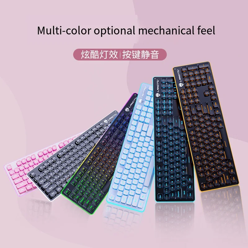 

Беспроводная механическая клавиатура, бесшумная тонкая клавиатура с 104 клавишами и подсветкой для ноутбука, для дома, настольного компьютера, офиса, механическая клавиатура для игр