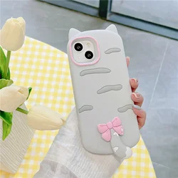 Cute Cartoon Cat Soft Silicone Anti - Drop Shockproof Phone Case with Stand - Galaxy A17 (YFJMM012)