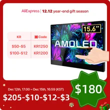 Bimawen 15.6 인치 OLED 4K 터치 휴대용 모니터, 1MS 게임용 모니터 터치 스크린, 내장 스탠드 스피커 포함, PS5 용 60HZ 550 니트 OLED 4K UHD 터치스크린 휴대용 모니터 Type-C HDMI 호환 Xbox 스위치 노트북용 외부 게임 모니터