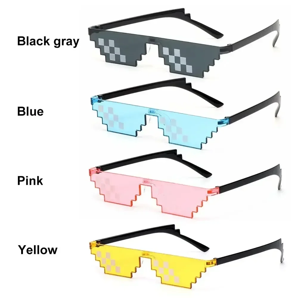 Design Funny Mosaic Sunglasses Thug Life Sun Glasses Pixel Black Retro Gamer Robot Sunglasses Birthday Party Cosplay Favors