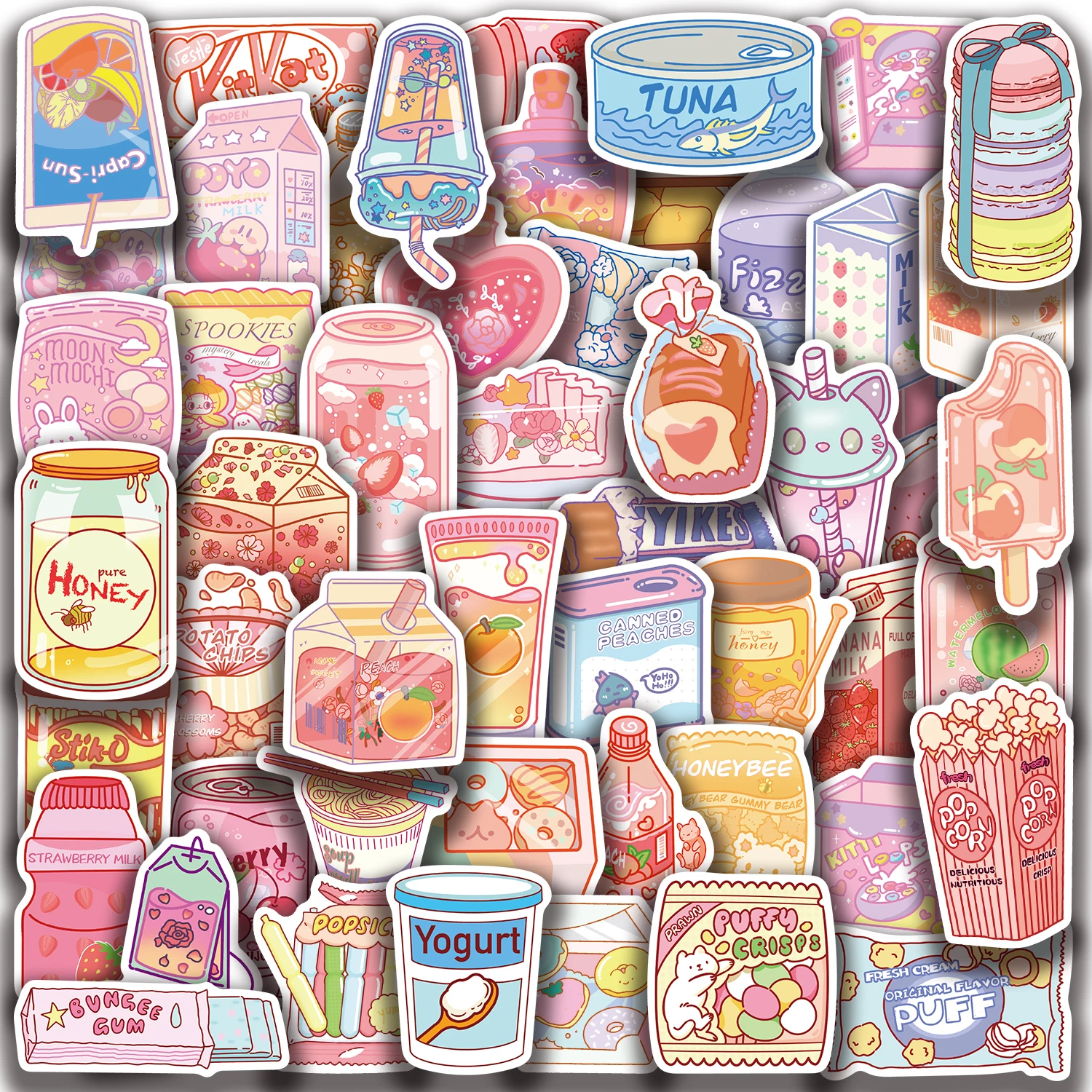 50 Stück Ins Style Snack Collection Vinyl-Aufkleber, wasserdicht, abnehmbar und langlebig, für Scrapbooking, Journaling, Laptops, Stoßstangen – Detail 3