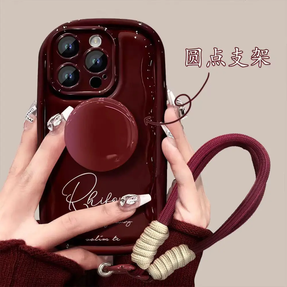 

Wine Red Stand 15/14 PROMAX Phone Case 13/12MINI/PROMAX Shock Resistant 11/XSMAX Tide 15promax 14promax 13promax 12promax 11prom