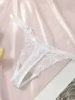 2 pièces dames nouvelle dentelle Sexy noir et blanc brodé fleur imprimé Sexy ensemble string sous-vêtements C2648 4