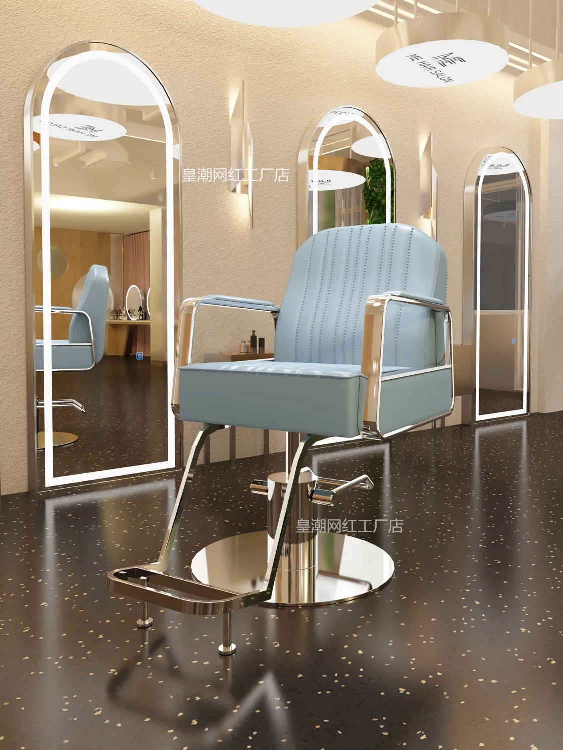Description Picture 4 of itemRecliner Barber Chairs Hairdressing Vanity Ergonomic Chair Luxury Makeup Stylist Silla De Barberia Beauty Salon Furnitures