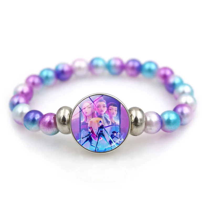 Kpop Demon Hunter HUNTR/X & Derpy Beaded Bracelets – Anime K-Pop Character Stretch Bracelet Set