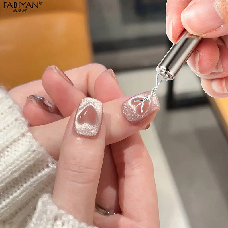 Cylindrical Cat Eye Nail Magnet Set With Iron Wire Nail Tools Cat Eye Magnetic Tool Effect Heart Shape/Cat Paw/Ingot