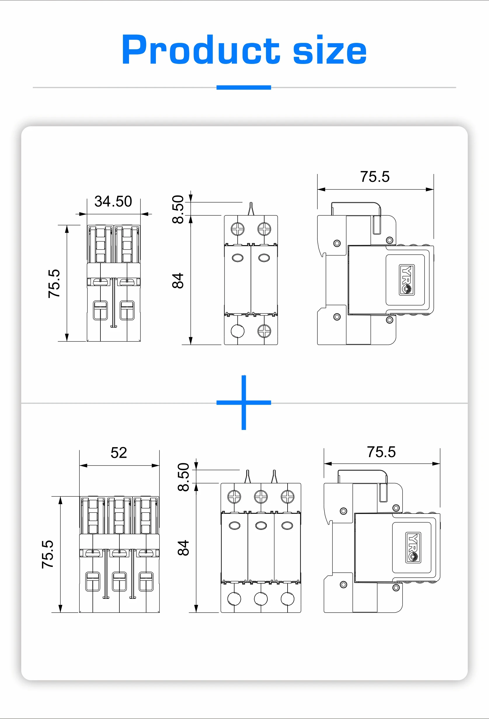 DC SPD 2P 600V 3P 1000V 1500V House Surge Protector Protective 20KA~40KA T2 Type