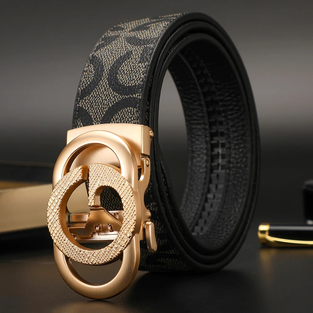 Canvas Leather Business Men Belt Luxury Brand Designer Jeans Strap Male Buckle