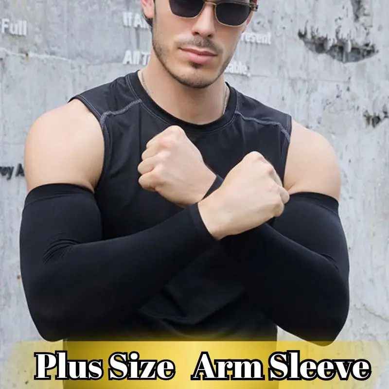 Plus Size Anti-sunburn Sleeve Ice Silk Arm Sleeves UV Sun Protection Cuffs Arm Covers Cycling Warmer Sleeve Fingerless