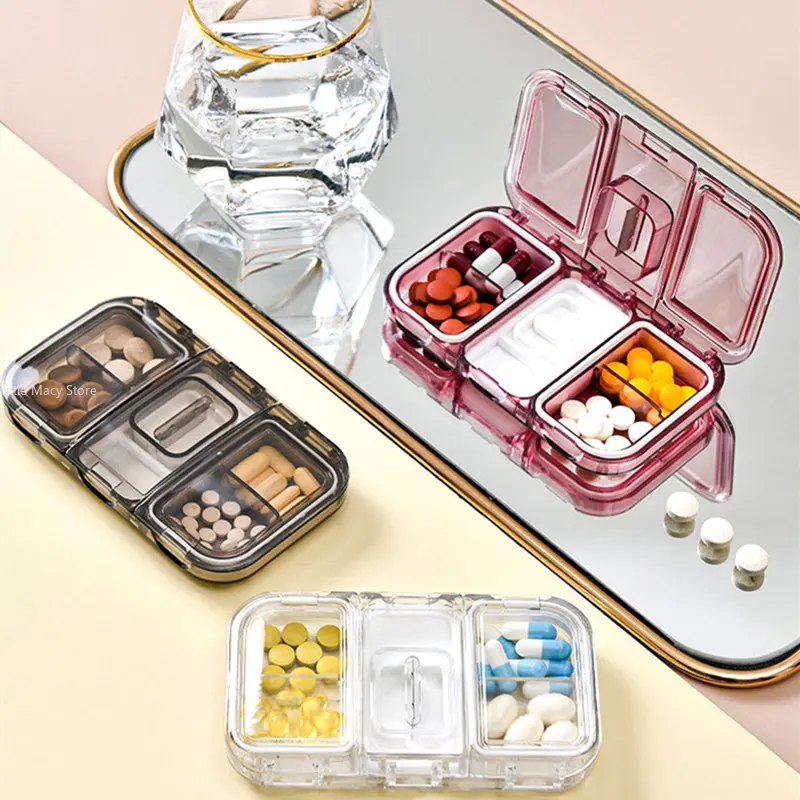 

New Portable Mini Pill Box Family Dispensable Pill Cutter Travel Sealed Moisture-proof Compartmentalized Plastic Storage Box