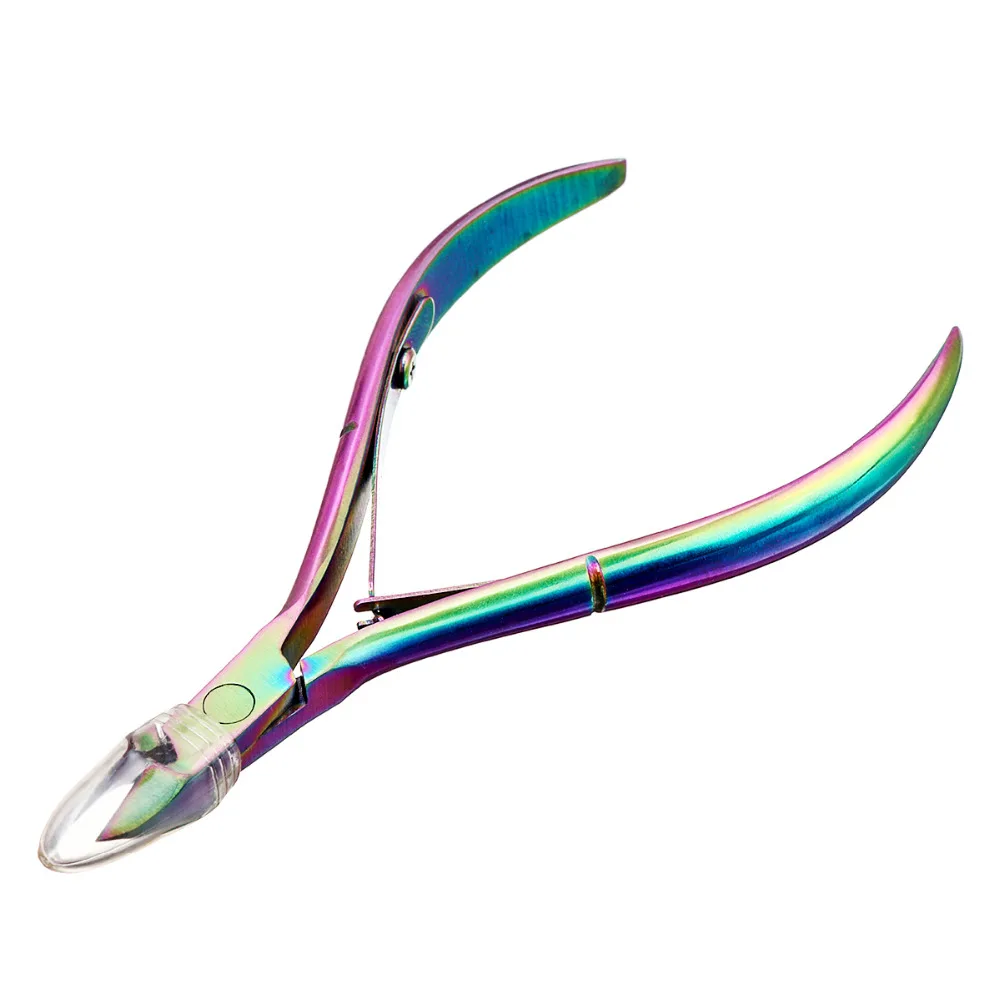 Monja Nail Art Colorful Stainless Steel Cuticle Pusher Scissors Dead Skin Remove Cleaning Nipper Manicure Tools