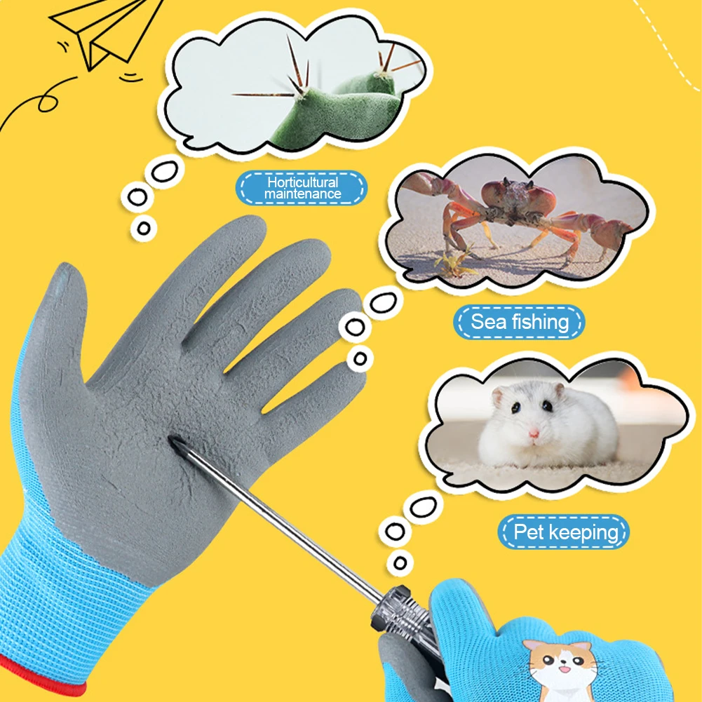 1 Pair Children Nitrile Cartoon Protective Gloves Camping Gardening Picking Beach Comb Thicken Wear-Resistant Latex Gloves 5