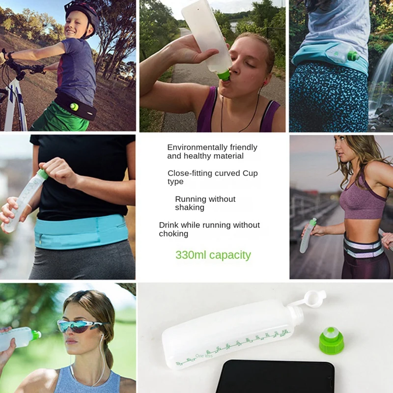 1 Piece Curved Water Bottles Large Capacity Water Bottles Outdoor Sports Running Fitness Belt Soft Kettle