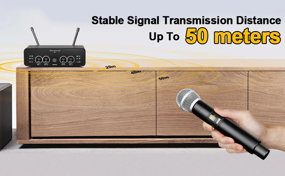 Wireless Microphone Handheld Depusheng R3 Dual Channels UHF Fixed Frequency Dynamic Mic For Karaoke Wedding Party Band Church
