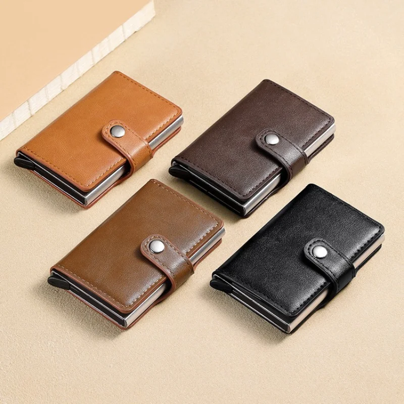 ID Credit Bank Card Holder with Hasp Wallet Men Anti Rfid Blocking Protected Magic PU Leather Slim Mini Small Money Wallets Case leather wallet wallet card holder card holder credit card holder credit card wallet card wallet id card holder id card case