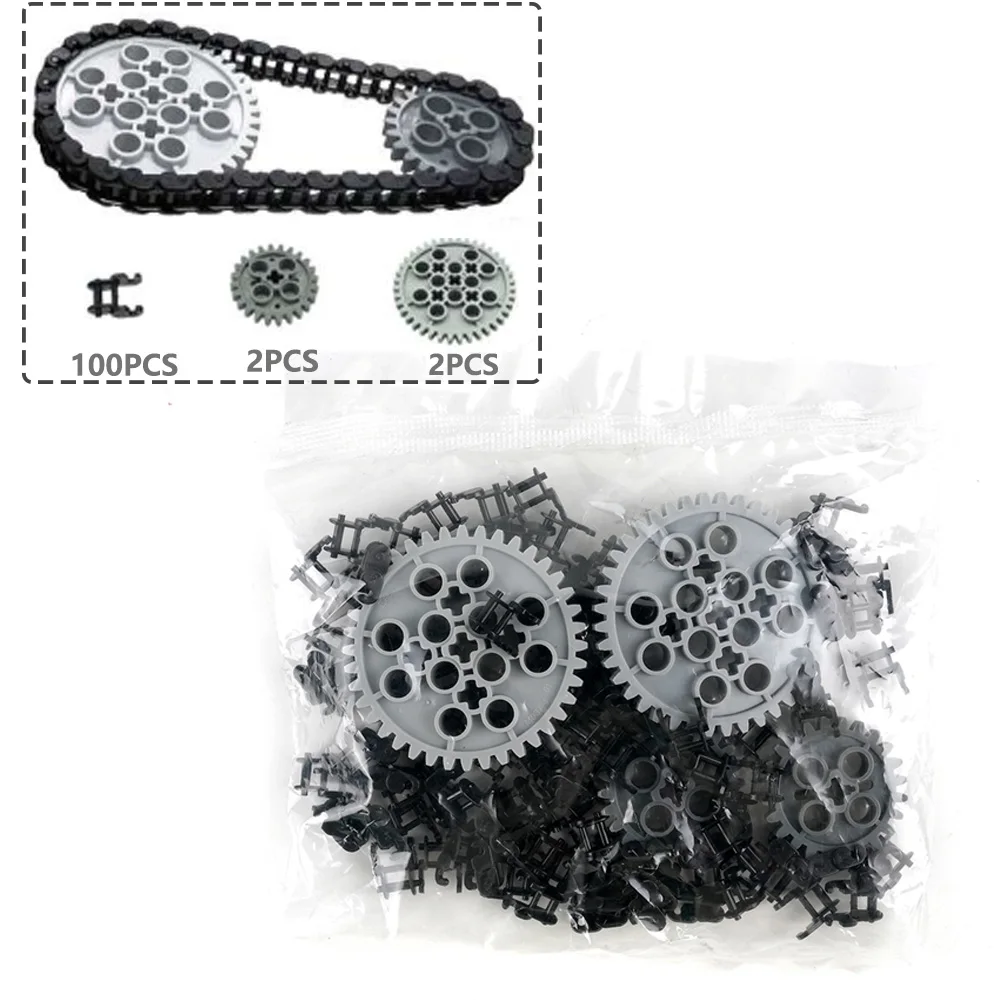 11x19 Technical Base Plate Building Blocks Parts Small Chain + Wheels Gears Track Axle Set Bricks Crawler Model DIY Toys