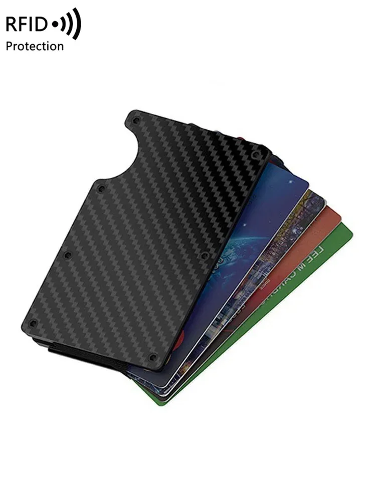 Credit Card Holder Metallic Mini Thin Minimalist RFID Blocking Men Women Luxury Business Small Wallet Money Clip