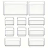 10-Piece Versatile Drawer Organizer Set - Clear Plastic Trays and Dividers in 4 Sizes for Perfect Makeup and Kitchen Storage