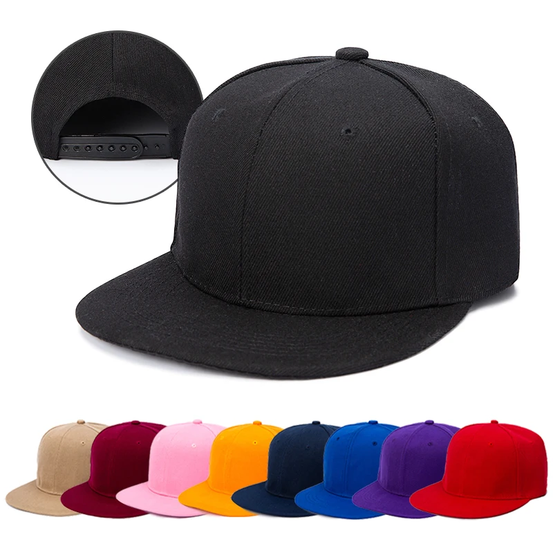 High Quality Adult Hip Hop Cap For Men Women Team Embroidery Logo Print Text Custom Flat Brim Baseball Hat Snapback