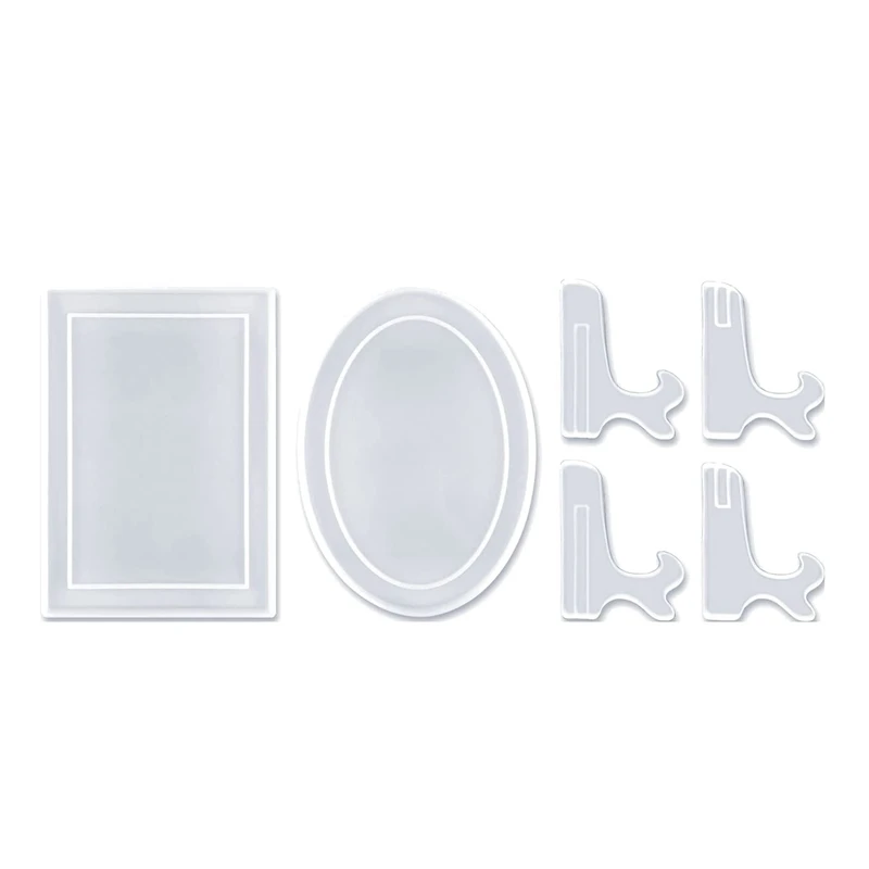 Resin Mold For Photo Frame With Stand Holder,Rectangle & Oval Epoxy Molds For Resin Casting, DIY Handmade Gifts