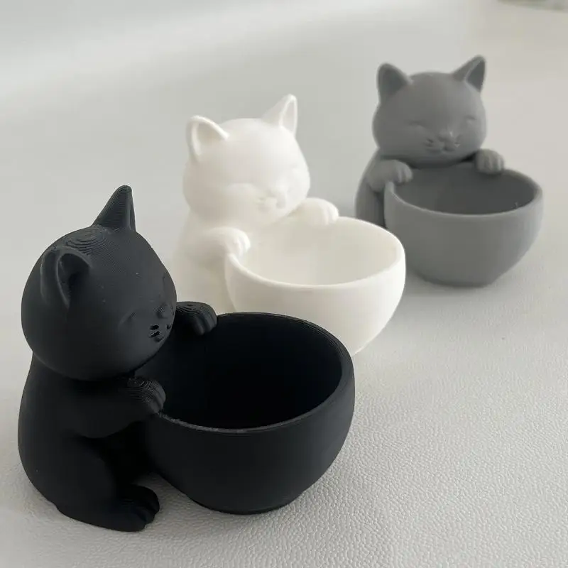 Katzenförmiger Topf mit Drainagelöchern, einzigartig gestaltet für Sukkulenten, kleine Blumen und Kakteen, als Dekoration für Schlafzimmer, Büros und Schreibtische – Detail 13