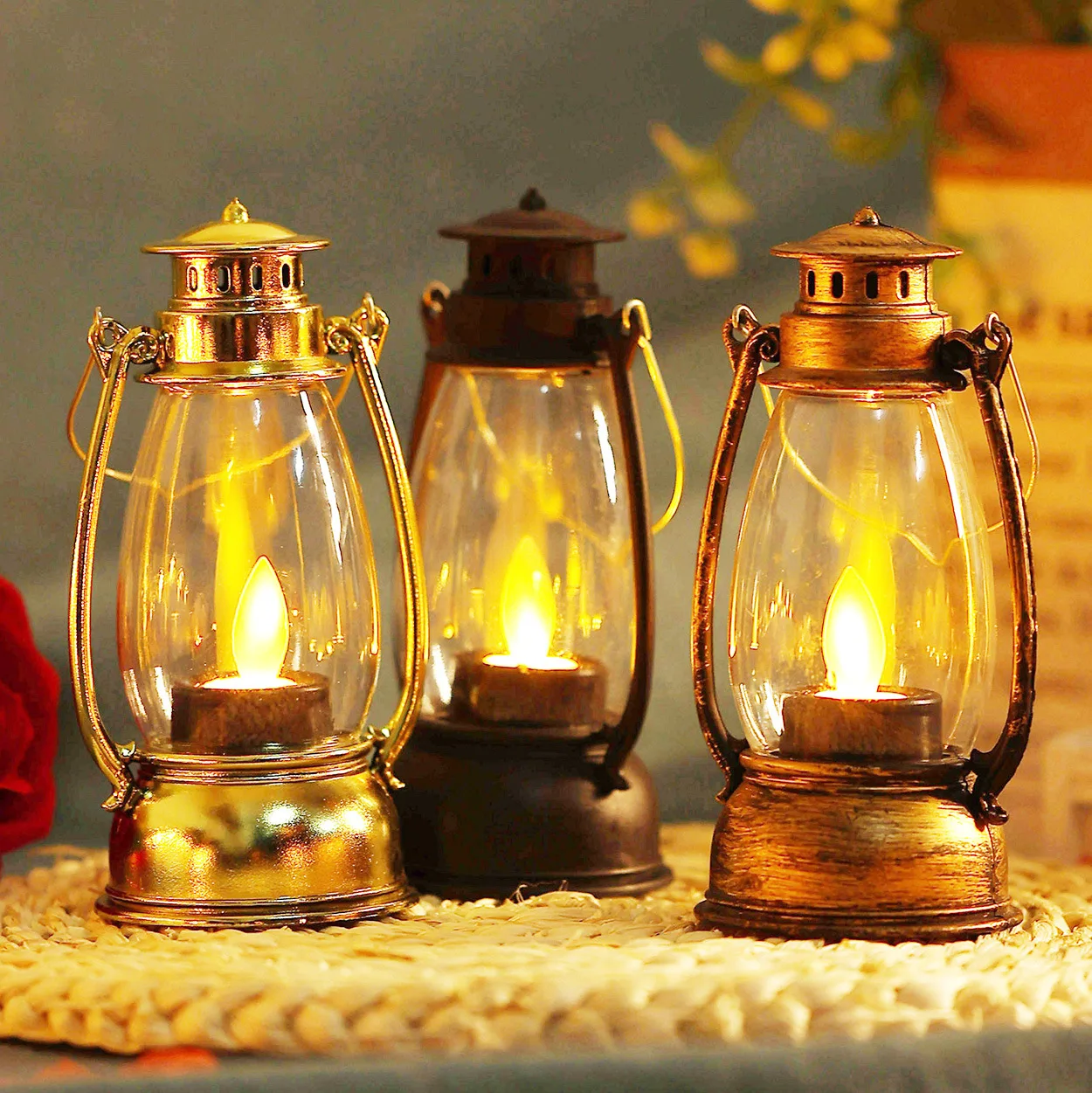 

LED electronic candle lamp kerosene lamp Christmas ornaments table lamp eye protection night light retro decoration