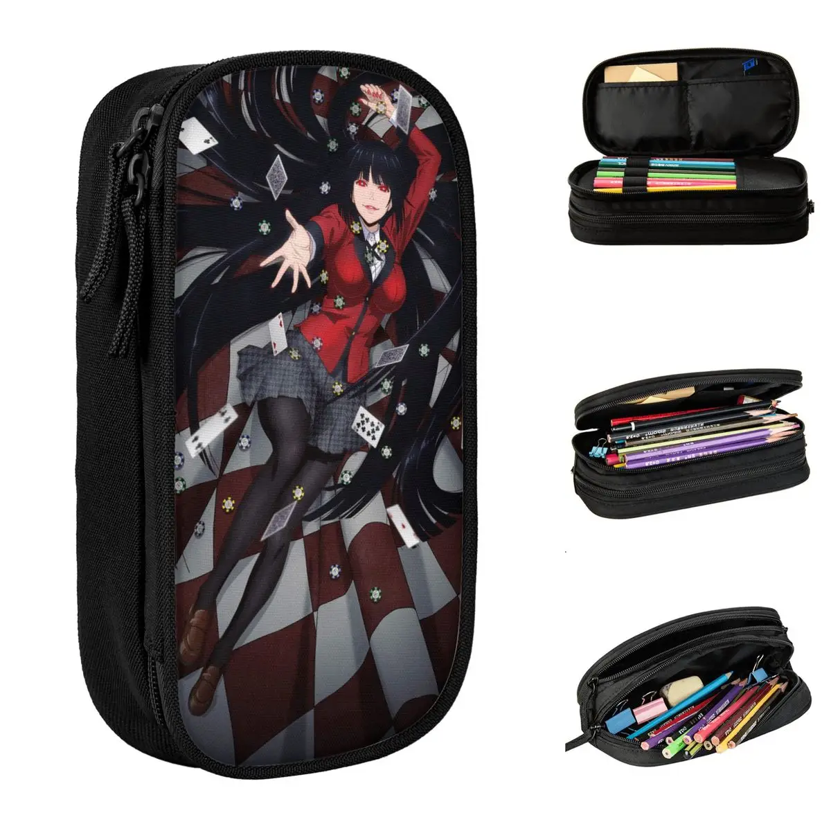 

Kakegurui Pencil Case Jabami Yumeko Japan Anime Pen Box Pencil Bags Student Big Capacity Students School Zipper Pencil Box