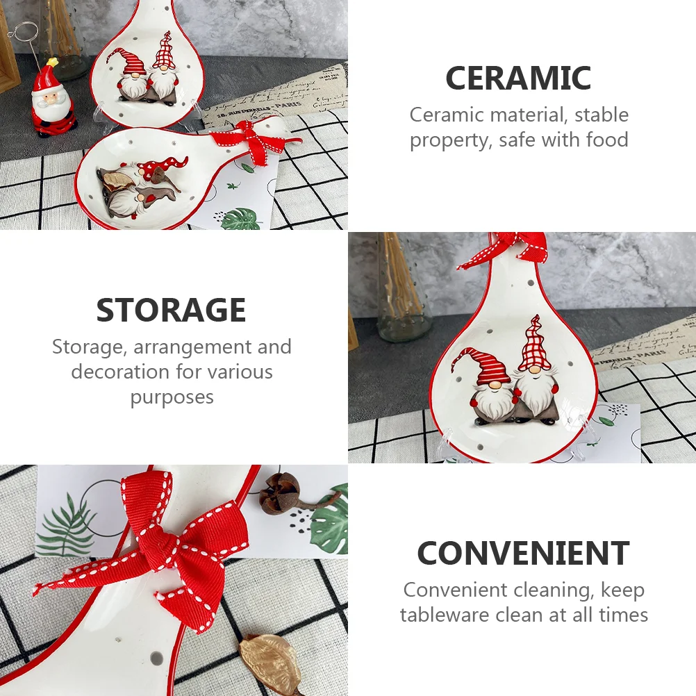 Ceramic Chopsticks Holder Spoon Rest Christmas Holder Cutespatula Holiday Gifts Stove Gnome Ladle Chopstick Kitchen Stand Rack