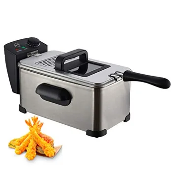 Deep Fryer with Basket Stainless Steel Easy to Clean Cool Touch Handles Adjustable Temp Silver Clear Vent 1