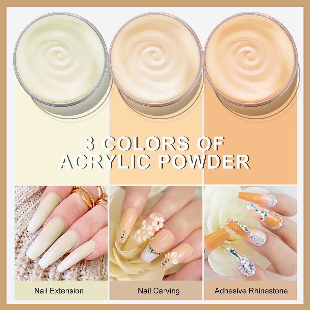120g Large Capacity Acrylic Powder Clear White Pink Professional Nail Acrylic Polymer for Nails Extension Quick Build nail powder acrylic nail powder