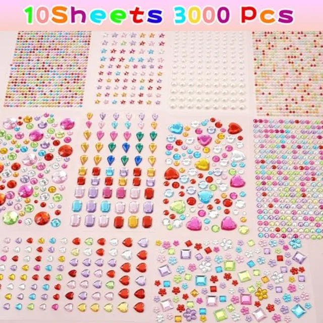 3000 PCS s - Self Adhesive Scrap Supplies Rhinestones for Crafts Supplies, Small Earrings Face Nail Jewels for - Face s Body Gl