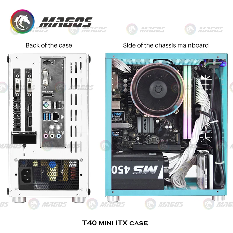 Barracuda T40 Mini-estojo Itx Suporte Gamingcomputer Mini-itx Sfx Sfx-l Lado do Desktop Chassi Branco Transparente 212x137x260 mm - Imagem 4